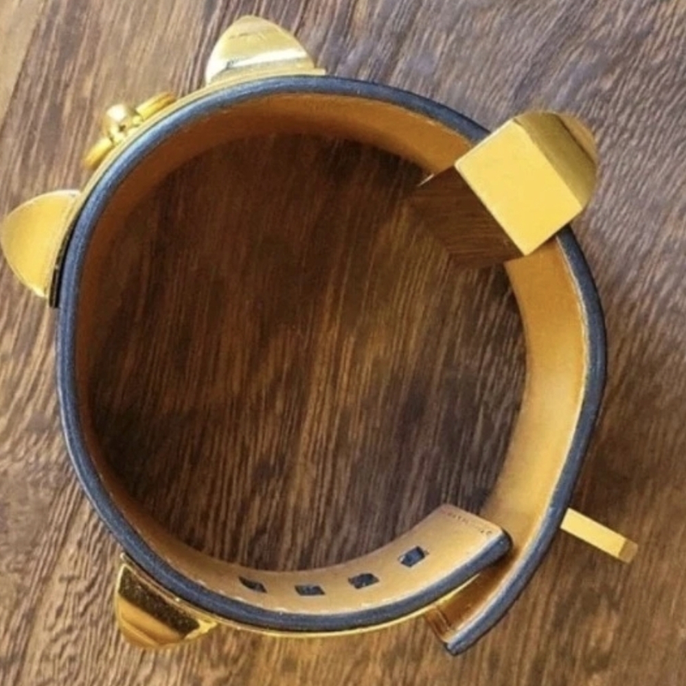 Hermés Collier de Chien Yellow Gold Plated Studded Leather Adjustable Bracelet - Picture 6 of 15